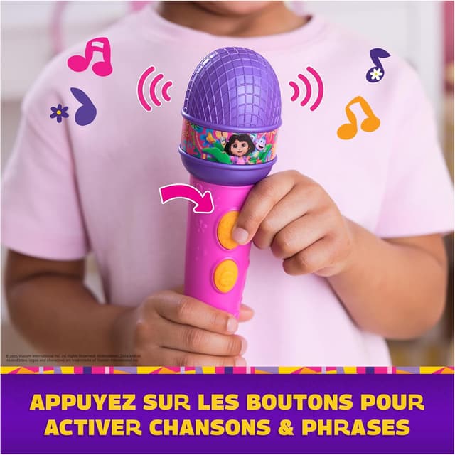 Detalle de Dora Micro à fonctions de la forêt tropicale – micro musique 18 cm, 4 chansons & 9 sons, bilingue FR/EN