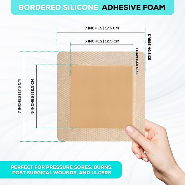 Detalle de MedVance TM Silicone Bordered Silicone Adhesive Foam Dressing, 7"x7" (5"x5" pad), Box of 5