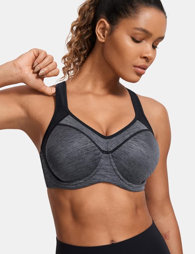 Detalle 2 de SYROKAN Women’s High Impact Sports Bra with Underwire, Racerback and Padded Cups