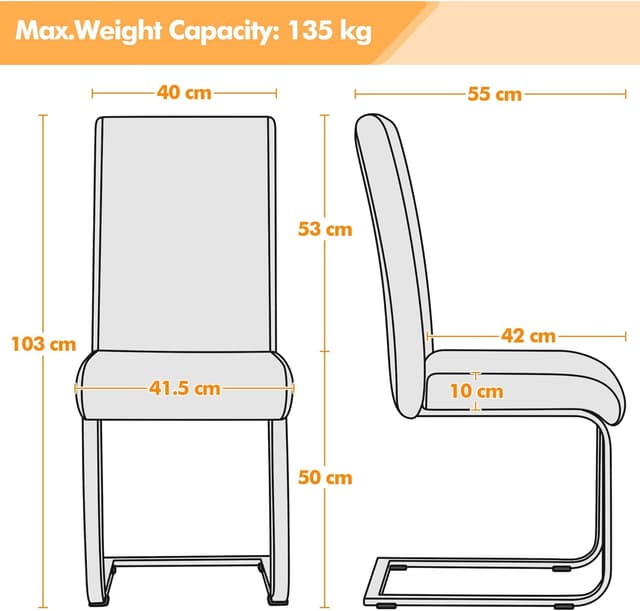 Detalle de Yaheetech dining chair set of 2, 135 kg