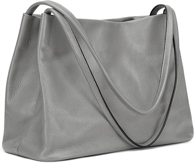 Detalle de Kattee Soft Women Genuine Leather Tote Hobo Shoulder Bag with Magnetic Snap Closure (Medium)