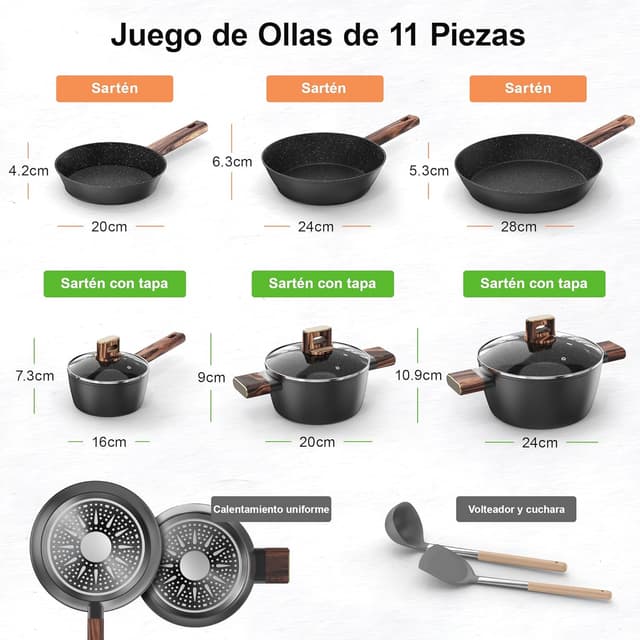 Detalle 2 de Topbooc Batería de cocina 11 piezas para inducción