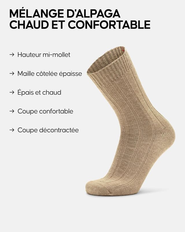 Detalle 2 de Danish Endurance chaussettes laine d’alpaga hiver 2 lots