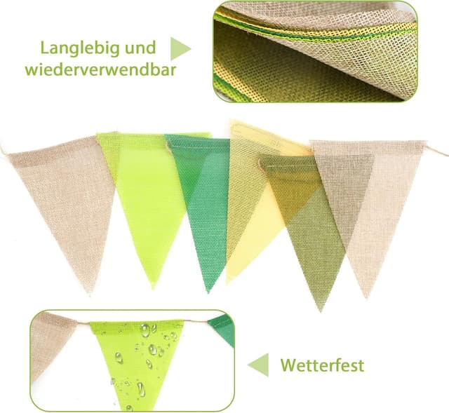 Detalle de G2PLUS Salbeigrün Wimpelkette 12 m