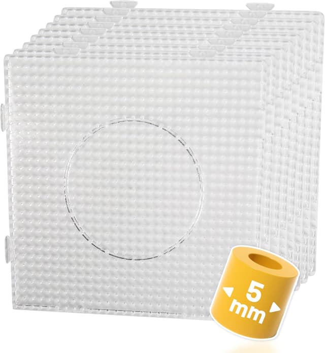 Detalle de Smowo® 8 Bügelperlen Steckplatten (5 mm) – quadratisch & transparent, 14,5 x 14,5 cm, zusammensteckbar