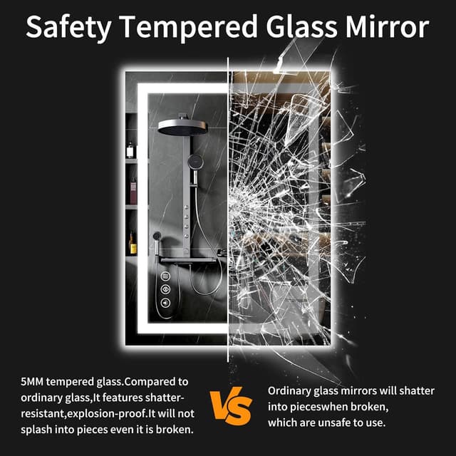 Detalle de LED Bathroom Mirror 32"x36" with Anti-Fog, Dimmable Lights & Touch Sensor