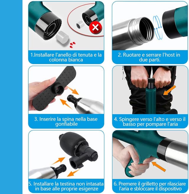 Detalle 2 de NiC IS COCNG Pompa stura wc e lavandini a pressione con stantuffo ad aria compressa fino a 120 psi