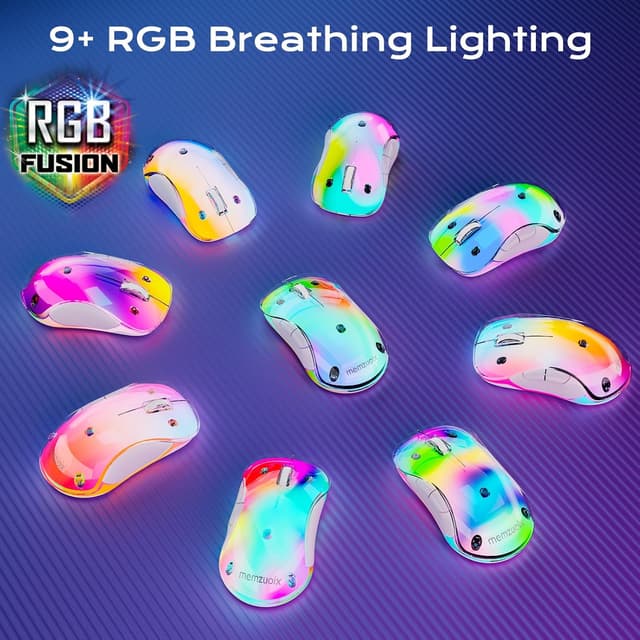 Detalle de memzuoix LED Wireless Mouse (Rechargeable 2.4G, USB receiver) – Blue