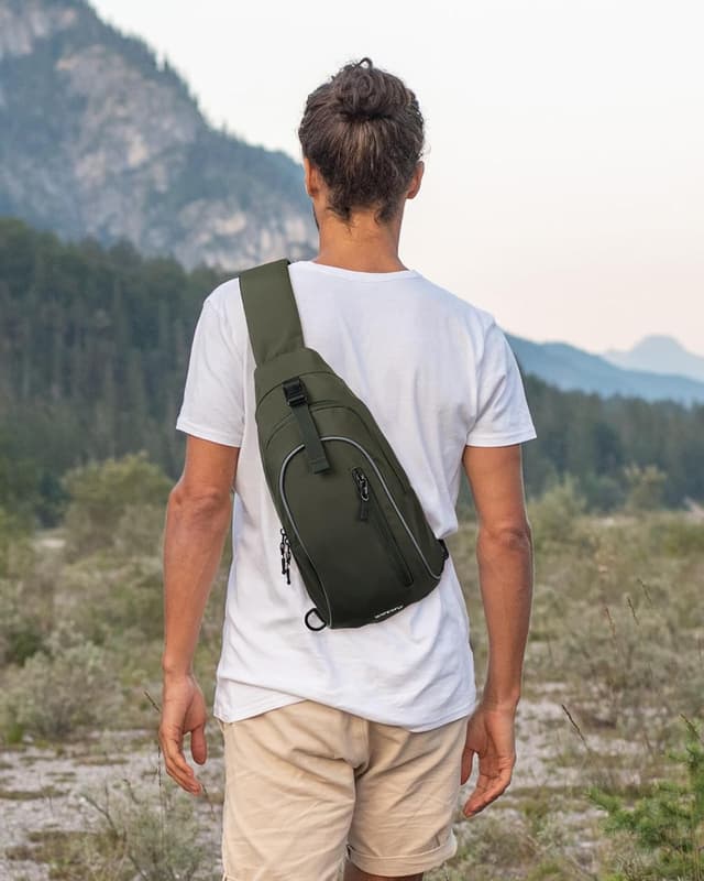Detalle 2 de WATERFLY Brusttasche/Schultertasche als Sling Bag – Umhängetasche für Outdoor, Reise & Alltag