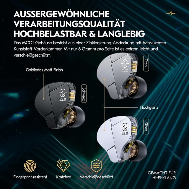 Thumbnail 6 de Yinyoo CCZ MC01 Soul – kabelgebundene In-Ear-Monitore für Musiker mit 3,5-mm-Anschluss