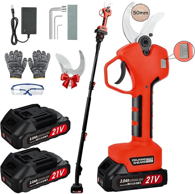 Detalle de Tijera Eléctrica de Podar Telescópica 50mm ⚡ Batería 21V