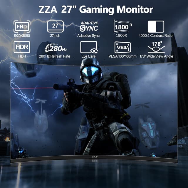 Thumbnail 2 de ZZA 27 Inch Curved Monitor 280Hz