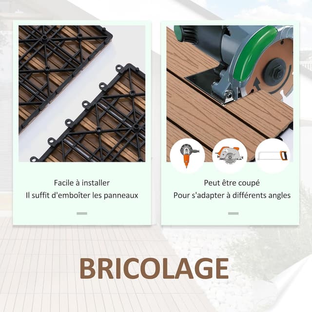 Thumbnail 4 de Outsunny Dalles terrasse 11 pcs 30 x 30 cm