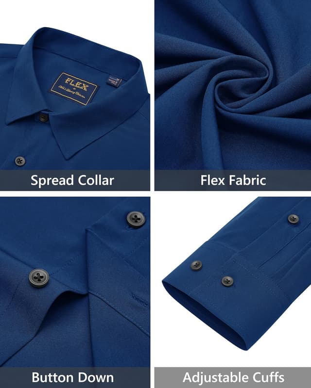 Detalle de J.VER Herren Regular-Fit Businesshemd mit Stretch – einfarbig, knitterarm