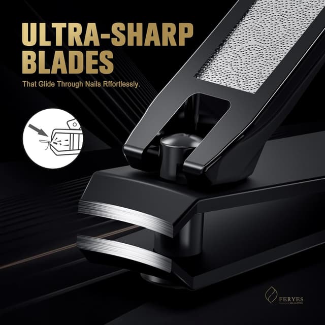 Detalle de FERYES Elegant Nail Clippers 2-Piece Set (Toe & Finger) – Black