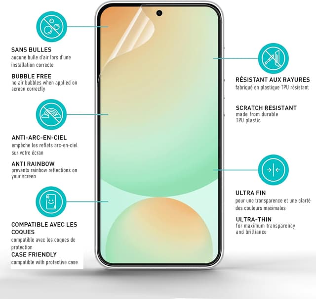 Detalle de smartect Protecteur d’écran TPU mat pour Samsung Galaxy S24 FE (2 pièces) avec installation sans bulles