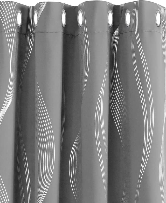 Detalle de Deconovo Blackout Curtains Grey thermal insulated eyelet curtains (two panels) W66 x D90 inch