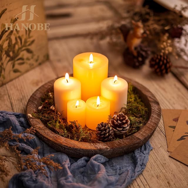 Thumbnail 1 de Hanobe Wooden Tray for Coffee Table Round Vintage Centerpiece