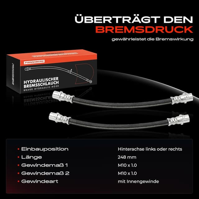 Detalle 2 de Frankberg 2x Bremsschlauch hinten (217 mm) – kompatibel u. a. mit Corsa, Astra G, Astra H und Zafira A