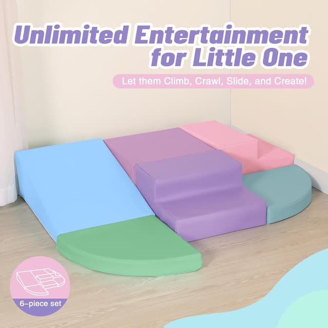 Thumbnail 6 de Wilwolfer Kids Soft Play Set Indoor (6 PCS) – PU Leather Foam Climbing & Crawling Double Ladder Set