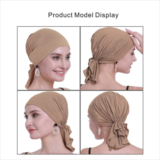 Detalle de Bamboo Chemo Headscarf for Women – Slip-on hair loss headwear with sealed hygiene packaging
