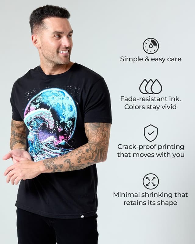 Detalle de Into the AM Graphic Tees for Men (S–4XL) Premium Short-Sleeve T-Shirts with Trippy Space Designs