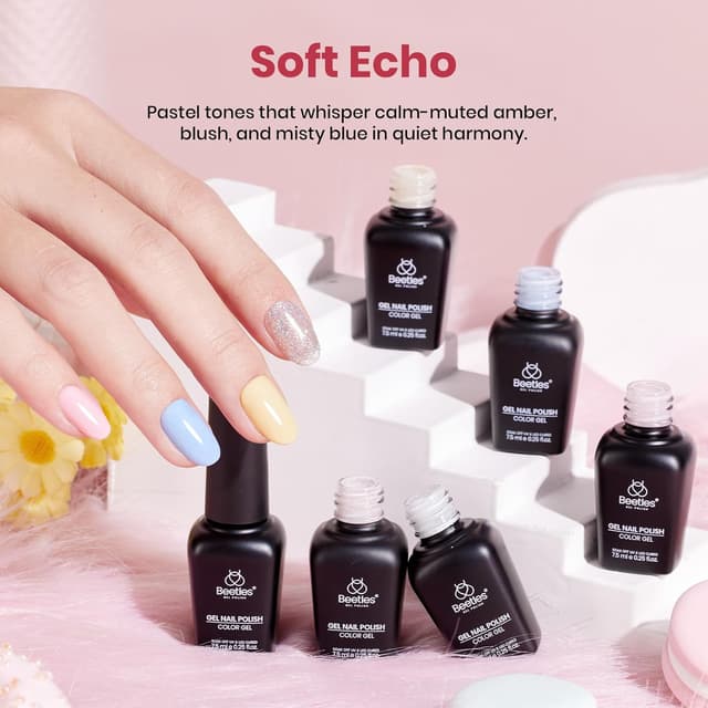 Detalle 2 de beetles Pastel Gel Polish Set (Soft Echo Collection) — 6 UV Gel Shades for Spring, Easter & Macaron Nails