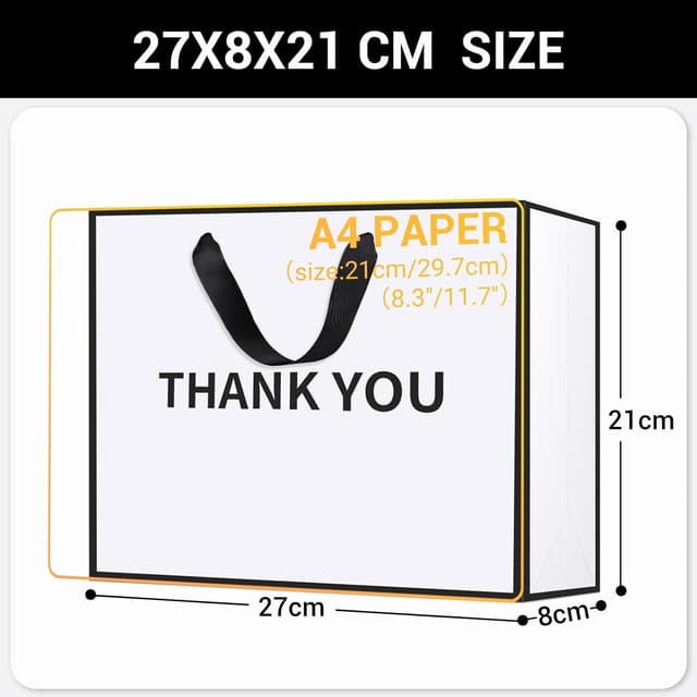 Detalle 2 de EUSOAR Medium Gift Bags (10 Pack) – 230GSM Thick White Paper Bags with Fabric Handles