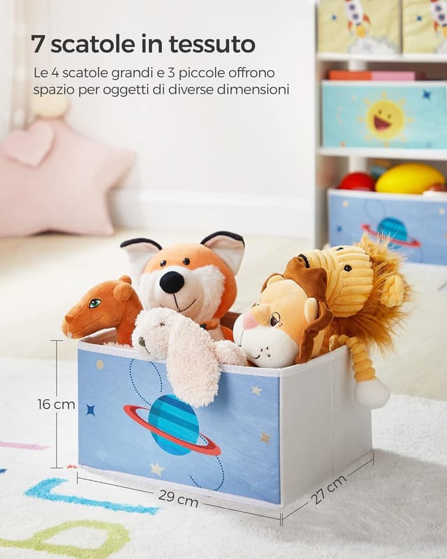 Detalle de SONGMICS GKR034W01 scaffale mobile per cameretta con 7 contenitori in tessuto