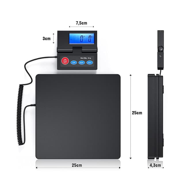 Detalle 2 de Nilpferd Paketwaage Postwaage mit faltbarem LCD-Display bis 50 kg (Teilung 2 g)
