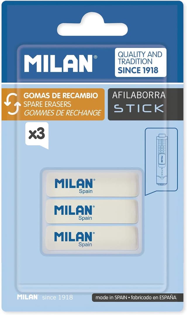 Detalle de MILAN BNM10236 Stick blister de 3 caoutchoucs de rechange pour aiguiseur