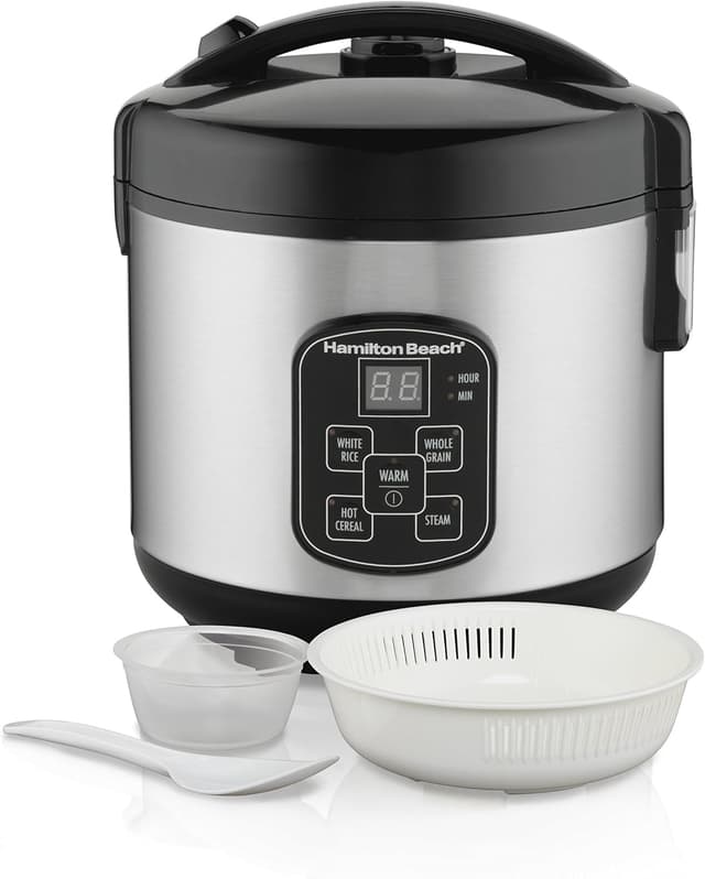 Imagen de Hamilton Beach Digital Programmable Rice Cooker & Steamer 8-Cup Cooked 🍚 en OfertitasTOP