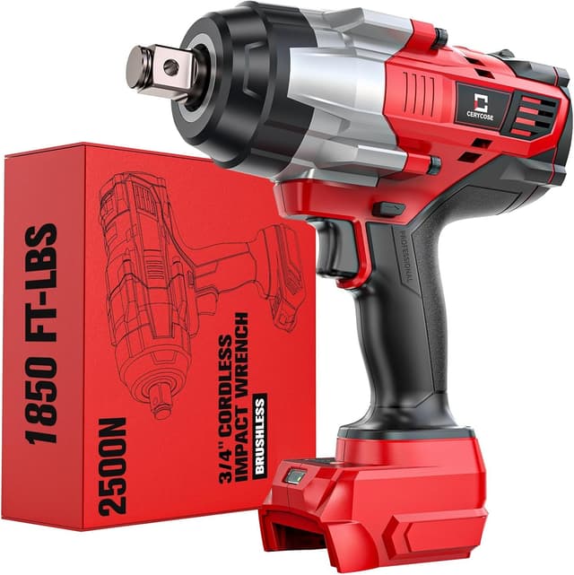Detalle de Cerycose 3/4 in Cordless Impact Wrench (Milwaukee 18V Compatible) 1850 ft-lbs Brushless, Bare Tool Only