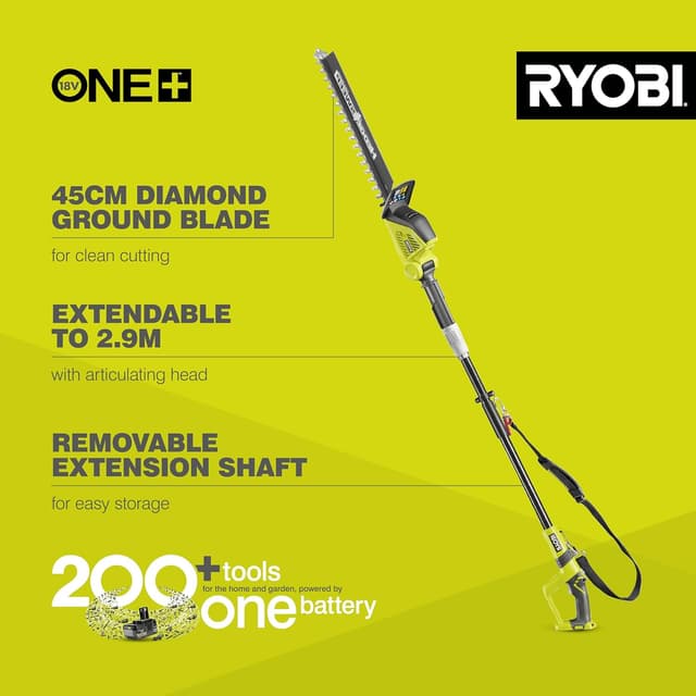Detalle de Ryobi OPT1845 cordless pole hedge trimmer