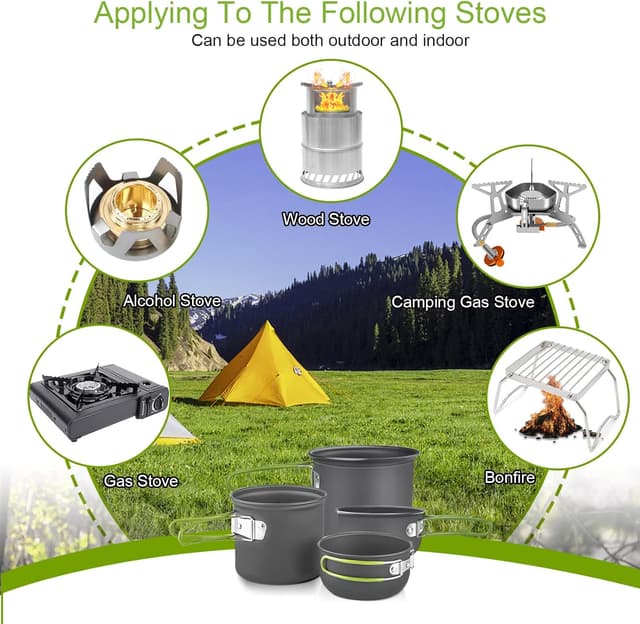 Detalle 2 de AUTOPkio 18-piece Camping Cooking Set with Mini Gas Stove (Non-stick folding cookware kit for 1–2 people)