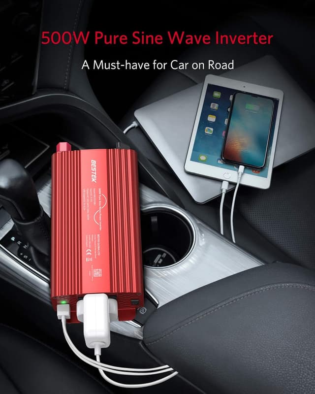 Thumbnail 6 de BESTEK 500W Pure Sine Wave Power Inverter (DC 12V to AC 230–240V) with 4.2A Dual Smart USB Ports