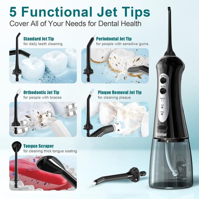 Thumbnail 6 de Nicefeel Cordless Water Flosser (300ml Portable Oral Irrigator) – 3 Modes, Fast Charge, IPX7