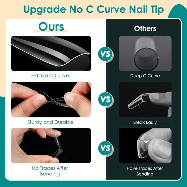 Detalle 2 de Adonafy Nail Tips 504 Stück XXL