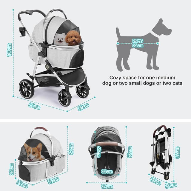 Detalle 2 de DAISTERN Passeggino per cani 4 in 1 fino 25 kg