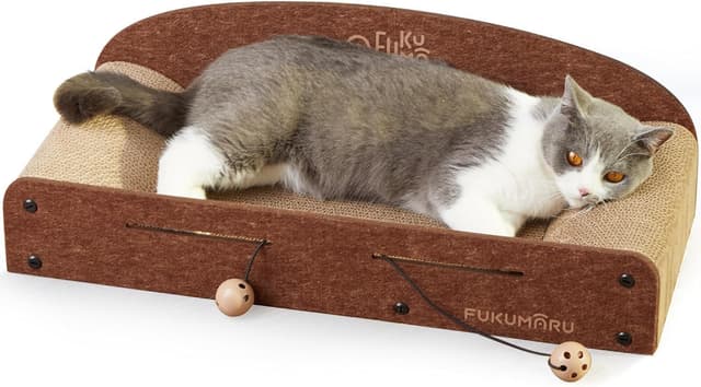 Detalle de FUKUMARU Cat Scratcher Cardboard 66cm lounge bed 🐱