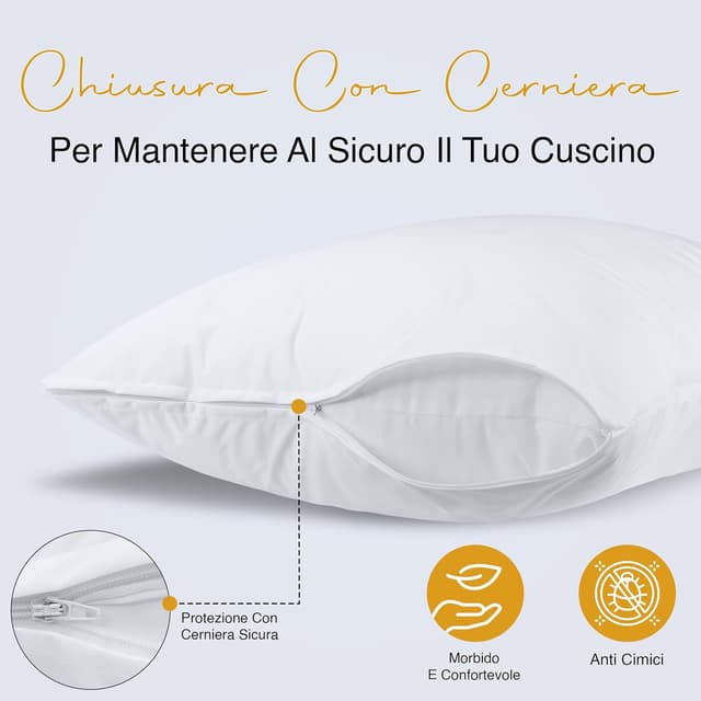 Detalle de Utopia Bedding Copricuscini impermeabili 50x80 cm con cerniera (set da 2), federe per cuscini Oeko-TEX