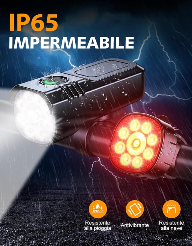 Thumbnail 4 de Rolgno Super Luminose Luci Bicicletta LED 8+7 modalità