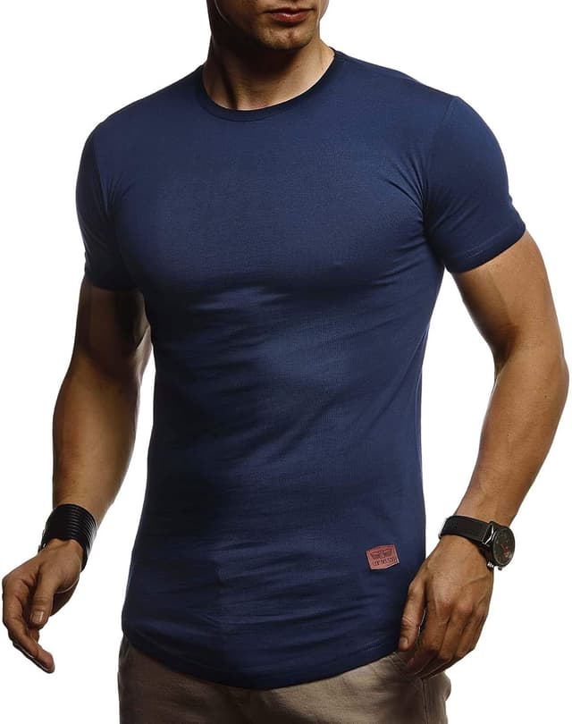 Detalle 2 de Leif Nelson Herren Casual T-Shirt mit Rundhalsausschnitt – alltagstauglich kombinierbar