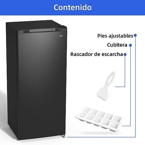 Detalle de Congelador vertical independiente CHiQ 145L negro con puerta reversible
