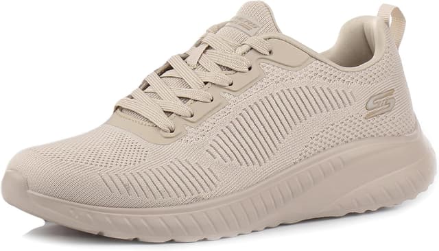 Detalle de Skechers Damen Bobs Squad Chaos Face-Off-Sneaker in Hautfarben