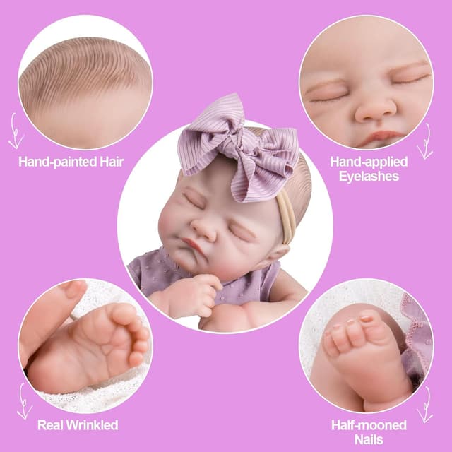 Detalle de Aori Lifelike Reborn Baby Girl Dolls 20-Inch Realistic Reborn Doll Gift Set