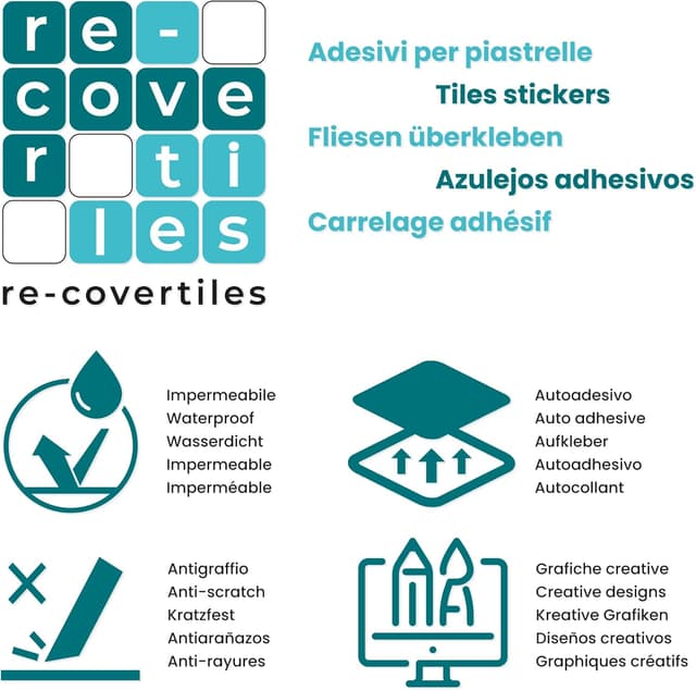 Thumbnail 6 de RE-COVERTILES Adesivi per piastrelle 12 pz 15x15 cm 🧩