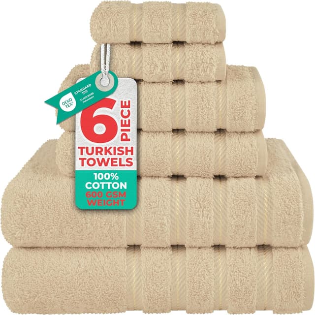 Detalle de American Soft Linen Luxury Towel Set 6-piece, 600 GSM