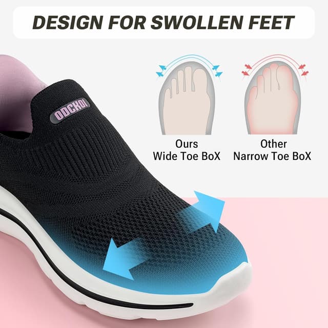 Detalle 2 de ODCKOI Slip-on baskets confort respirantes pour femmes : chaussures légères de marche et fitness