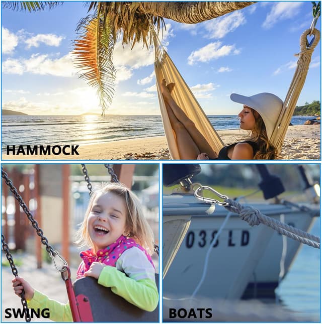 Thumbnail 6 de ASelected lot de 16 fermoirs/mousquetons robustes en acier inox 304 M6, 60 x 6 mm